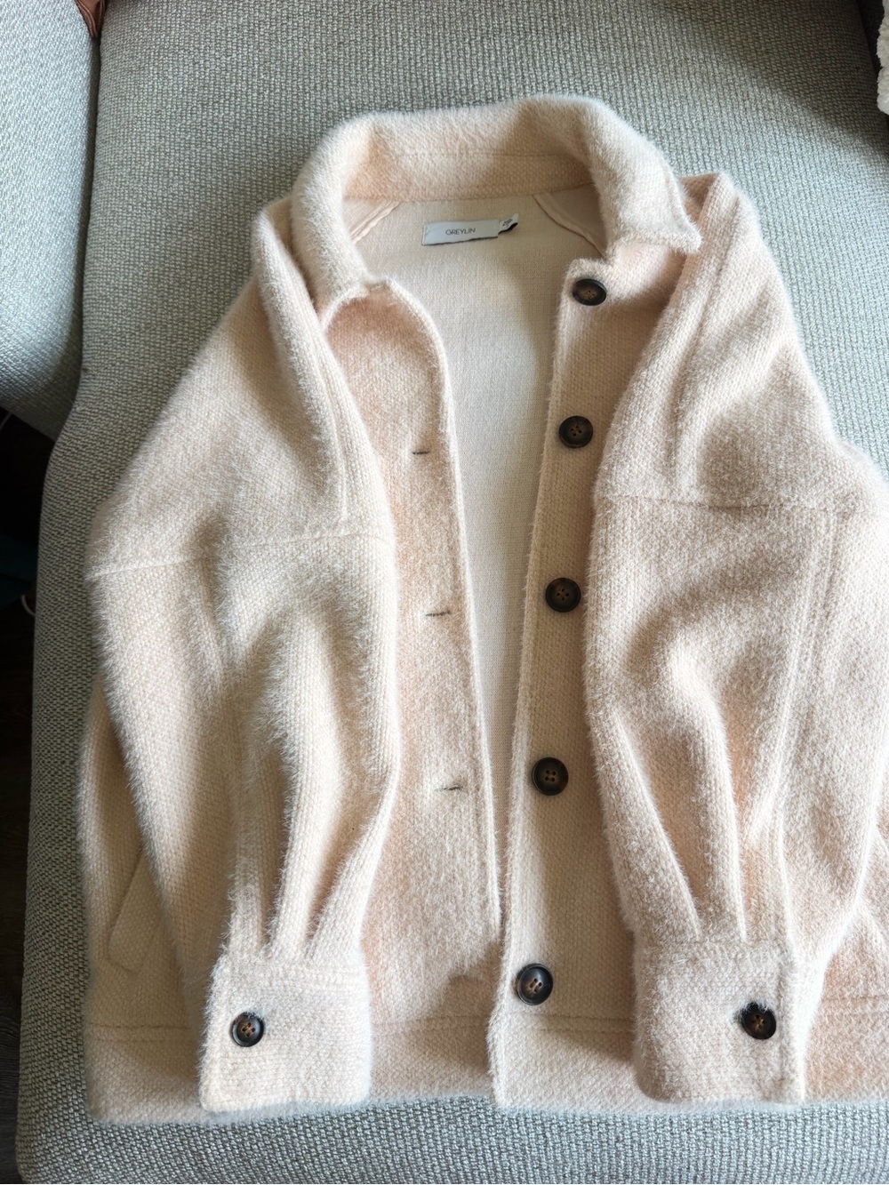 Greylin Blush Cream Button-Front Cozy Jacket